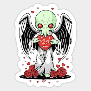 Cthulu Valentine Heart - Mad About You Sticker